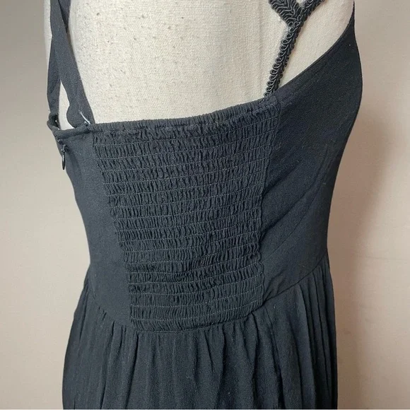 Madewell Smocked Crop Wide Leg Jumpsuit in True Black 2 H1084